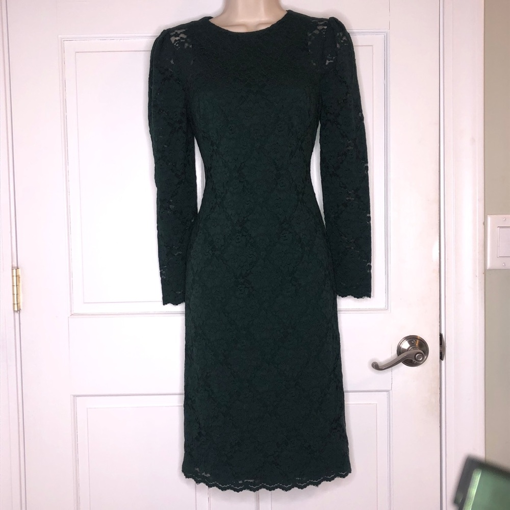 Lauren Ralph Lauren green lace long sleeve dress